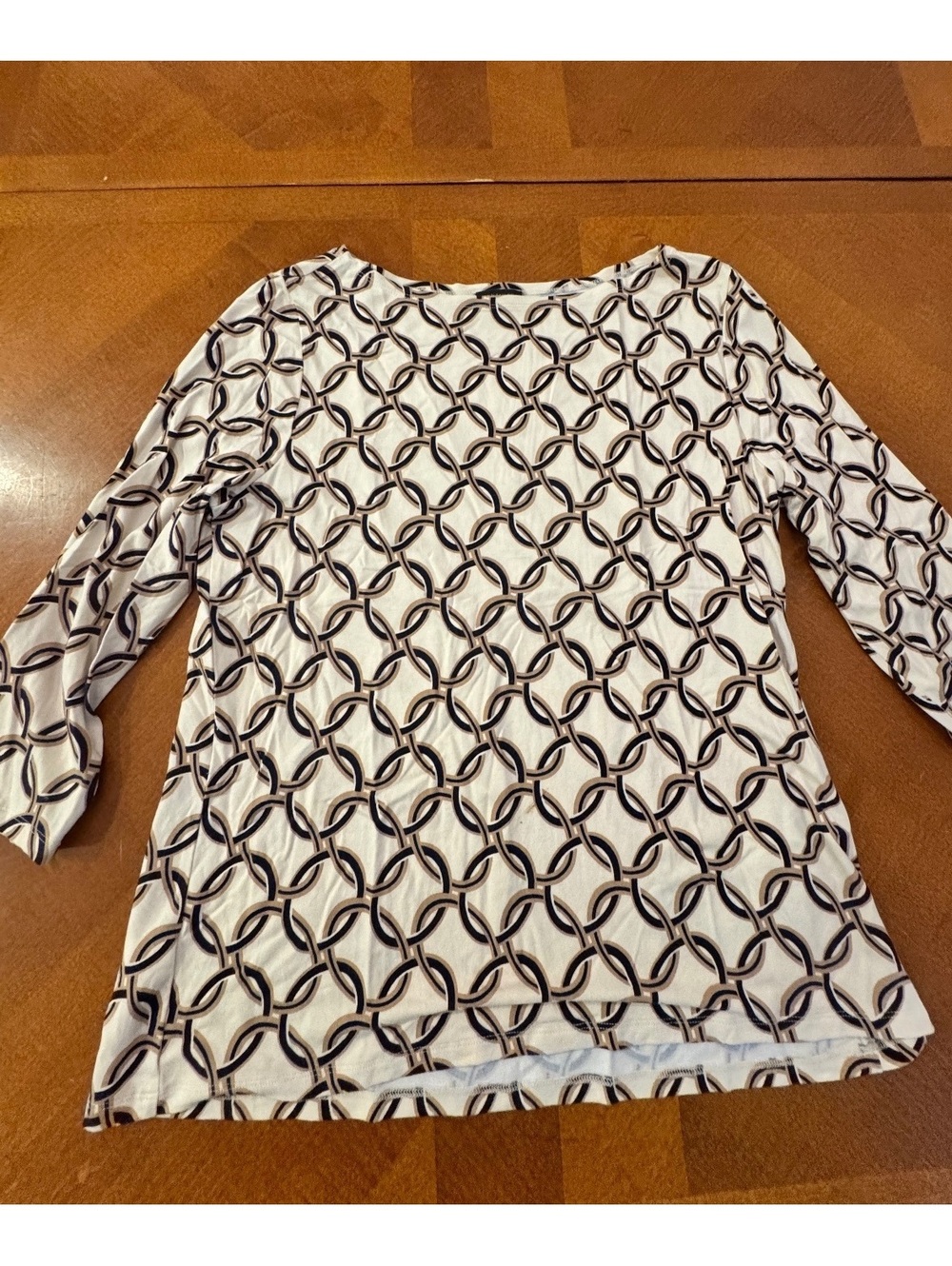 Ann Taylor Geometric Print Long Sleeve Blouse Size L  2729